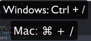 vs code shortcuts to comment