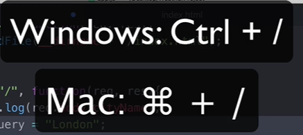 vs code shortcuts comment