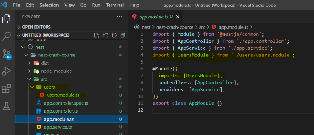 Creating New Module in nest JS