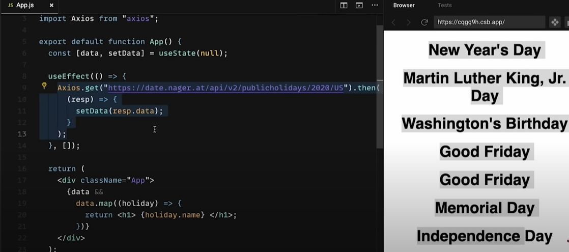 React JS: API Data fetching Example Code - SmartCodeHelper